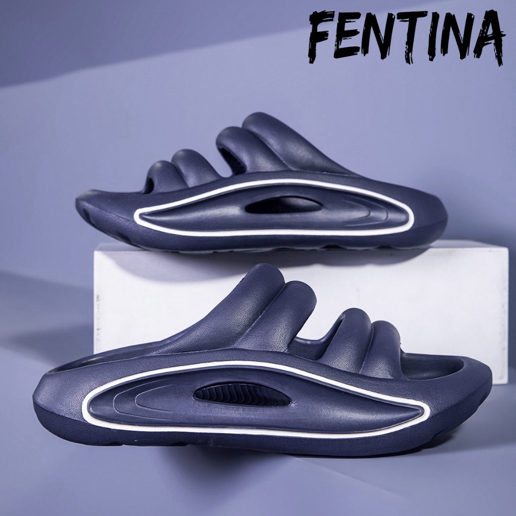 FENTINA Sandal Platform Pria Sandal Slide Pria Sol Lembut Tinggi Olahraga Pria Sendal Flat Selop Rum