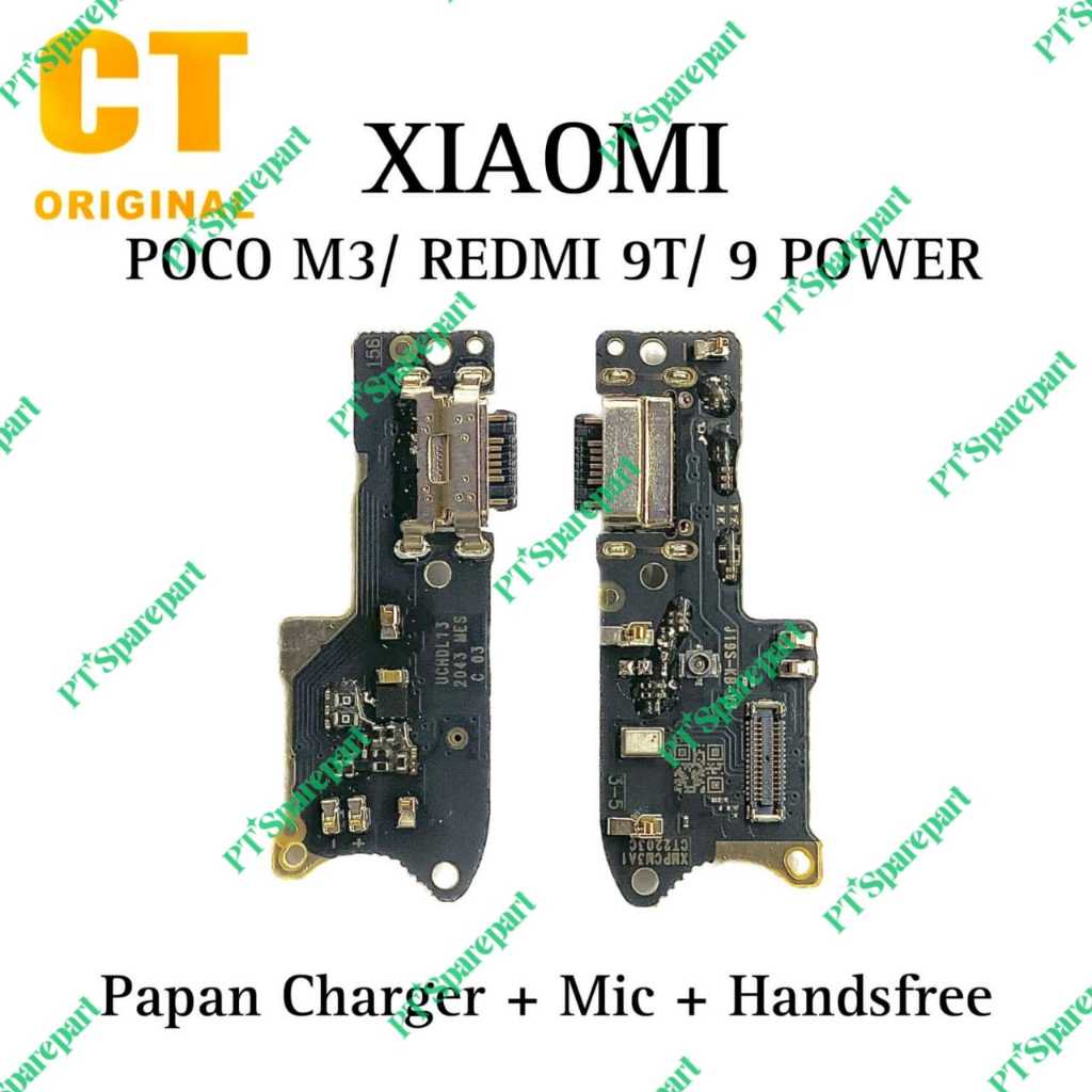 Original CT Ada IC - Papan PCB Charger Mic Handsfree Xiaomi Poco M3 / Redmi 9T / Redmi 9 Power - Fle