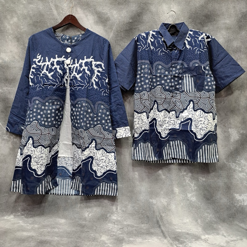 [haimiki.id] Batik Couple Pria Wanita Batik Lengan Pendek dan Batik Tunik Jumbo Wanita