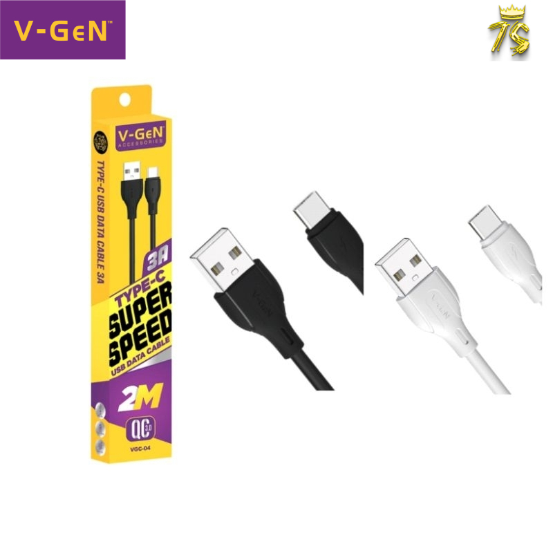 Kabel Type C Fast Charging V-Gen 3A QC 3.0 Original Vgen VGC 03 / 04 Kabel Charger Data