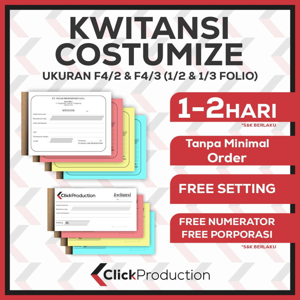 

KWITANSI / NOTA / BON COSTUME DESAIN BEBAS