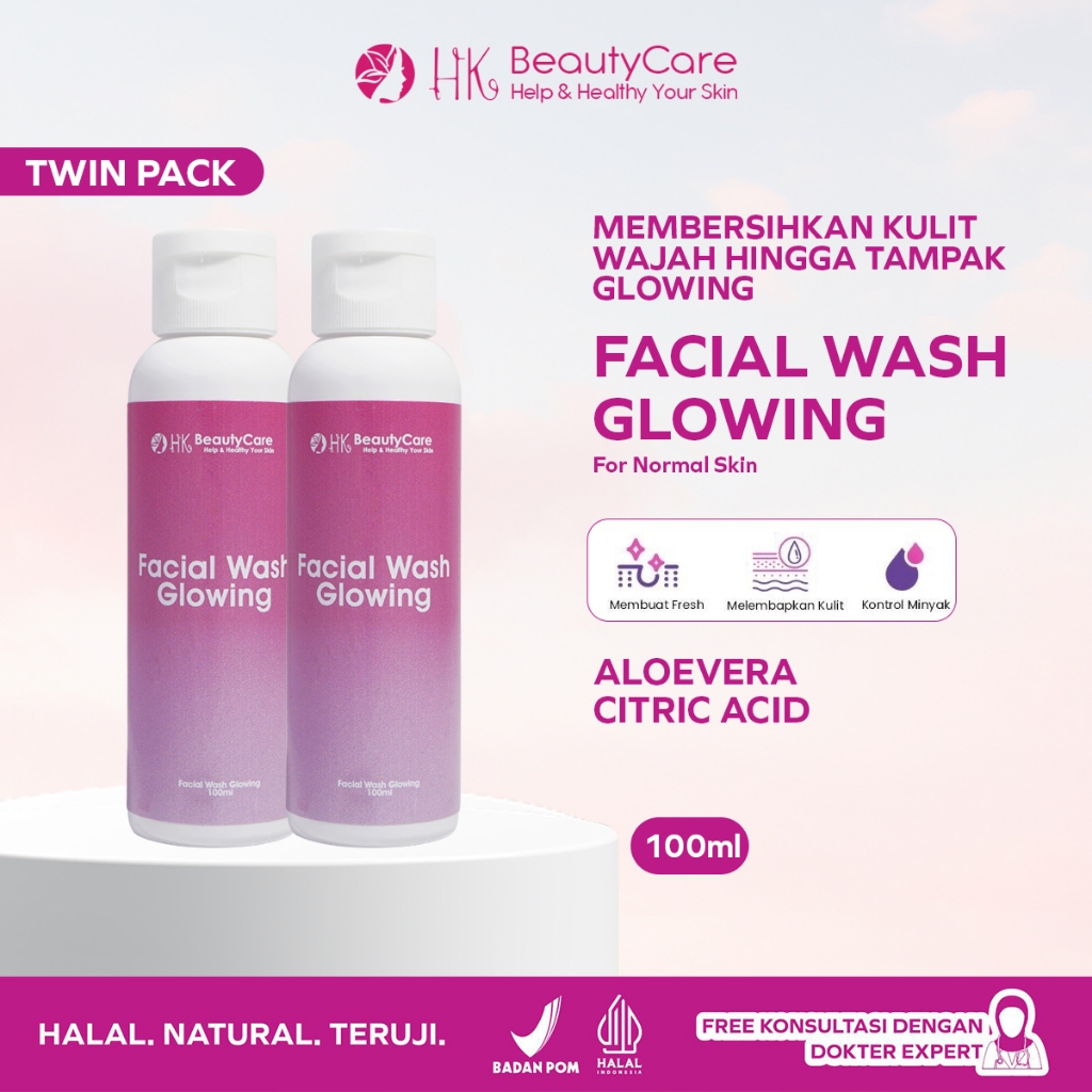 Hk Beautycare Twin Pack 2x100ml Facial Wash Glowing  - Pembersih Kulit Wajah Normal