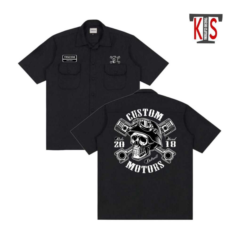 TAKESHI CLOTHING Workshirt MOTOR CUSTOM TENGKORAK  kemeja kerja PDH