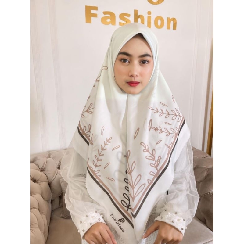 Hasti hijab kerudung Voal segi empat premium / jilbab motip Lasercut sublime flower