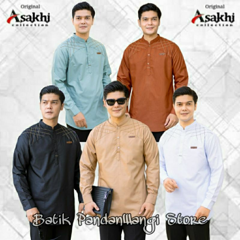 Baju Koko Pria Dewasa Lengan Panjang Asakhi Collection Original Motif Arbani Kemeja Koko Hadroh Terb