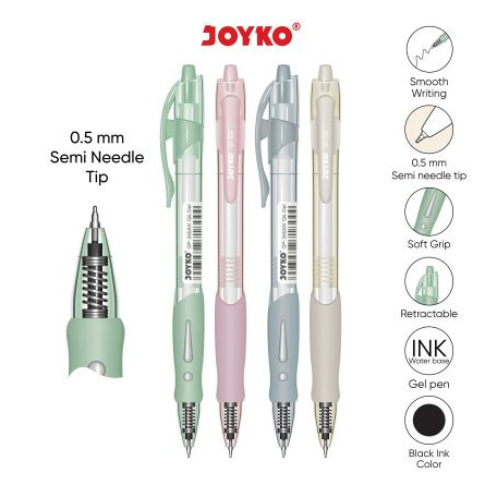 

[BrS] Pulpen Pen Cetek Pastel Joyko GP-265AN Q4 / Pena Q-GEL Pastel 0.5mm (12 Pcs)