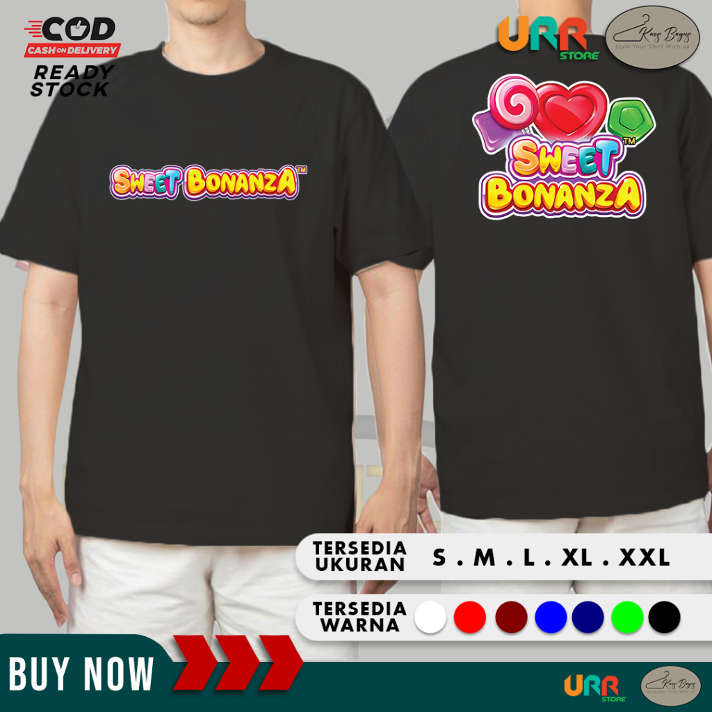 Kaos Baju Sweets Bonanza Slot | Baju Game Online | Cotton Combed 30s Lembut & Nyaman
