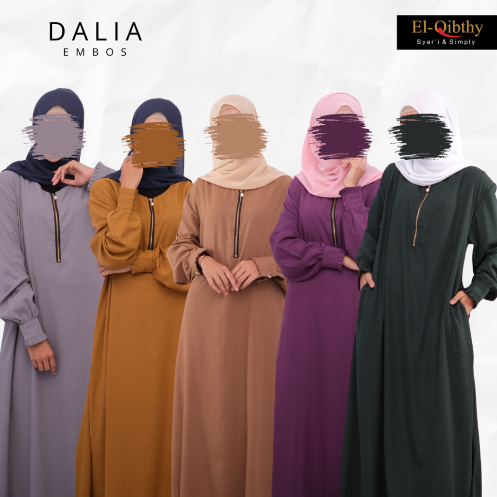 El Qibthy - Gamis Dalia Jumbo Big Size Syari Emboss Busui Friendly Wudhu Friendly Ready Stock LD 150