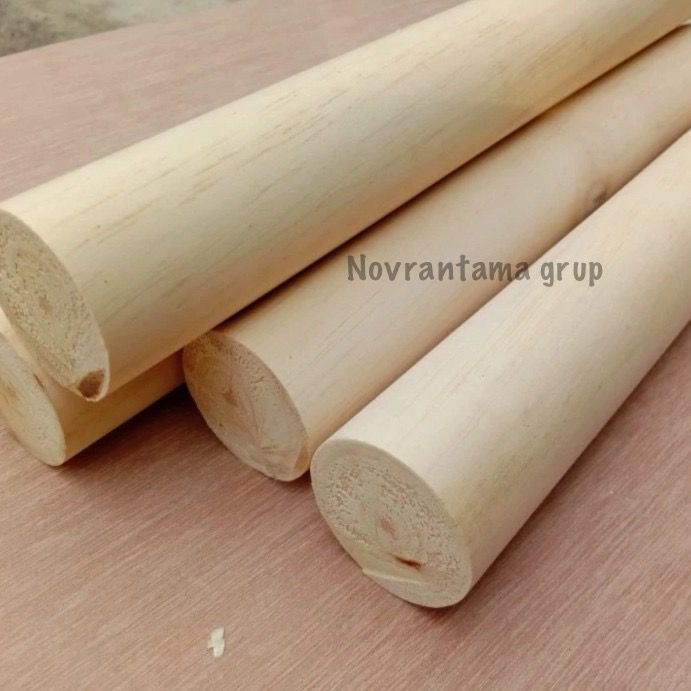 Kayu Bulat / Dowel Kayu Jati Belanda Diameter 55mm/5,5cm Panjang 200cm
