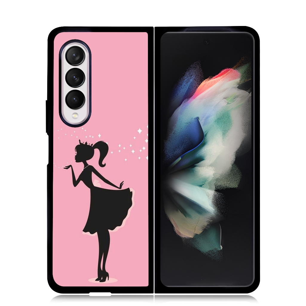 Case Samsung Z FOLD Series 7 6 5 4 3 Durable Plastic Hardcase Galaxy Phone Pink Princess