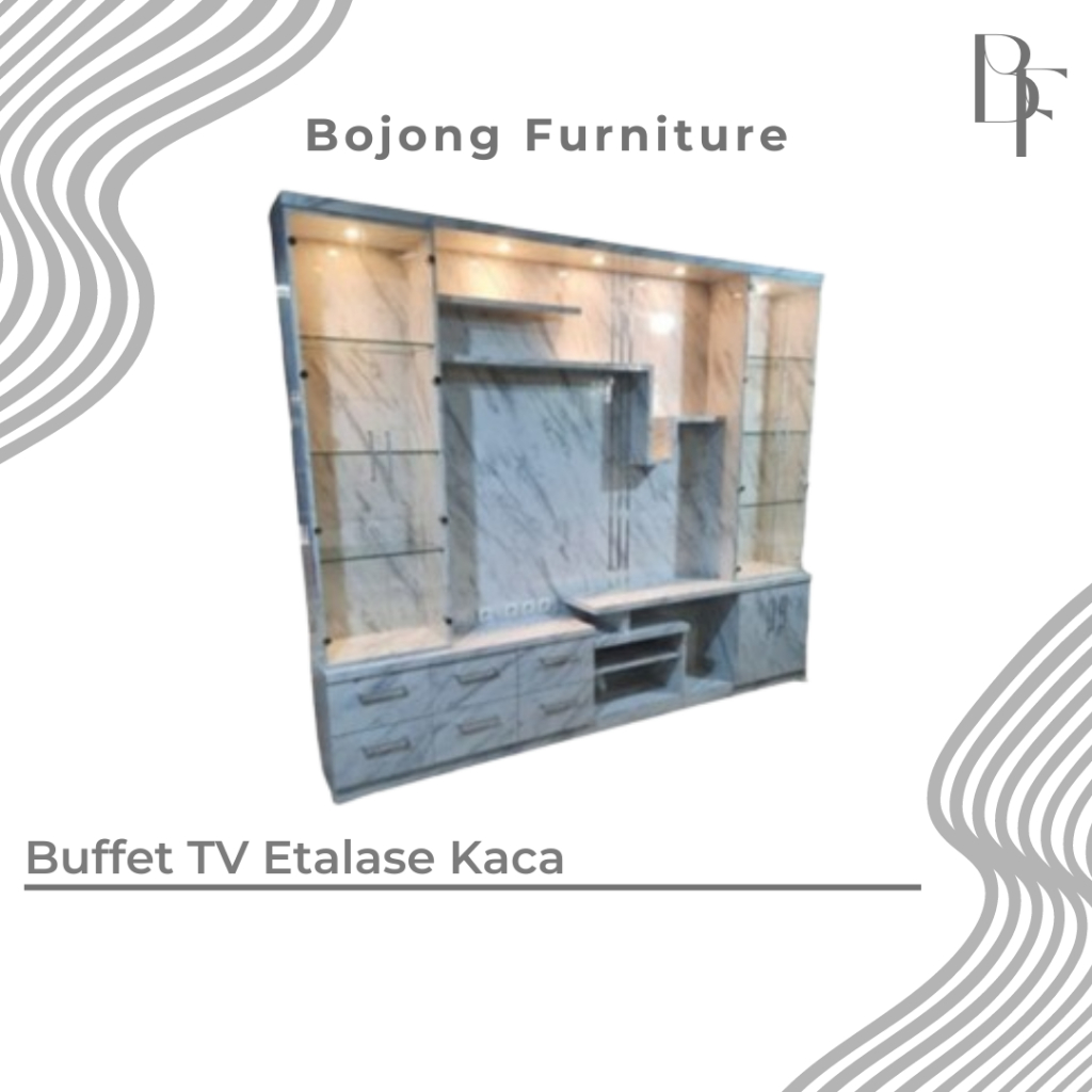 Buffet TV Etalase Kaca - Finishing HPL