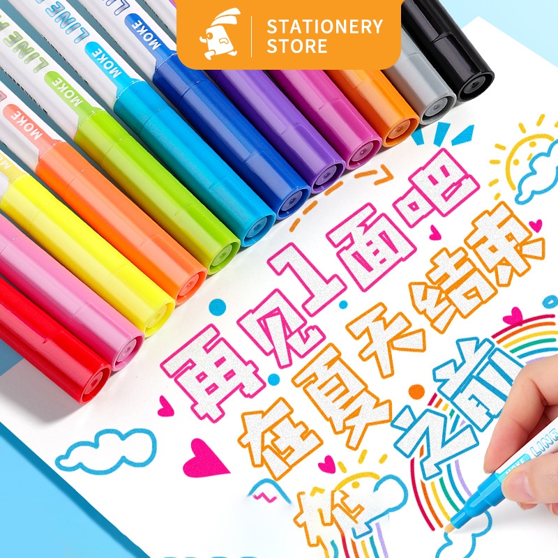 

Marker Pen Highlight/Spidol kontur /Stabilo 8/12/24warna-Rabbit Stationery