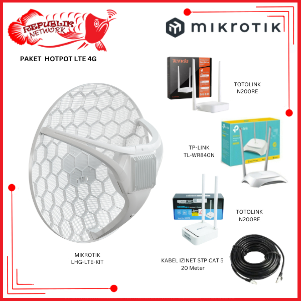 Paket Hotspot LTE 4G Mikrotik LHGG LTE6 kit + Wireless Router Indoor Siap Pakai