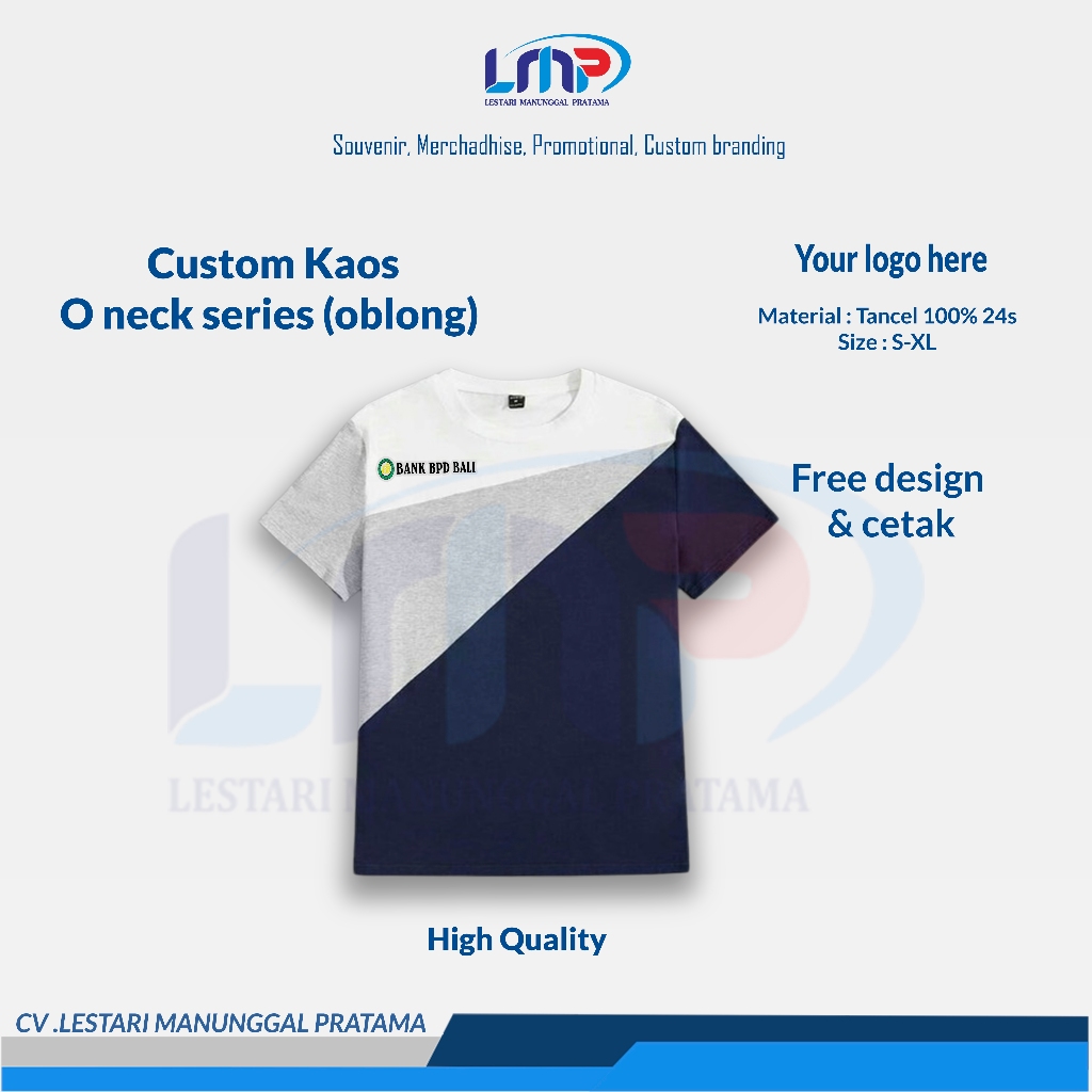 LMP LESTARI SOUVENIR - Merchandise Souvenir Custom Kaos Oblong 3 Tone O Neck Series Code#1024 | Souv