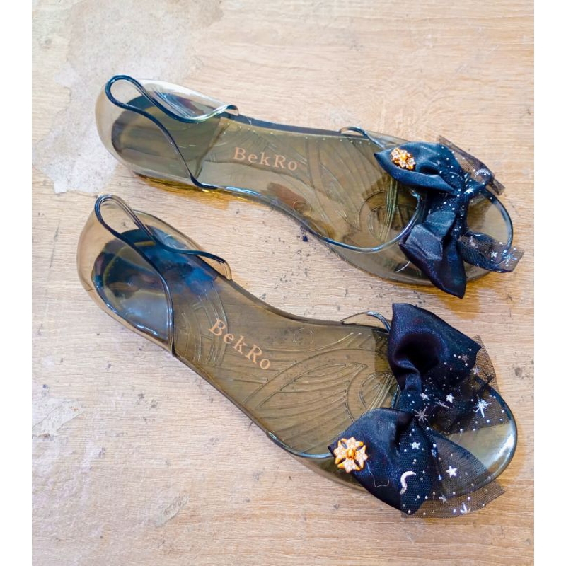 COD Sepatu jelly kaca  wanita flat jelly  shoes  flatshoes kaca jelly pita  transparan sepatu krista