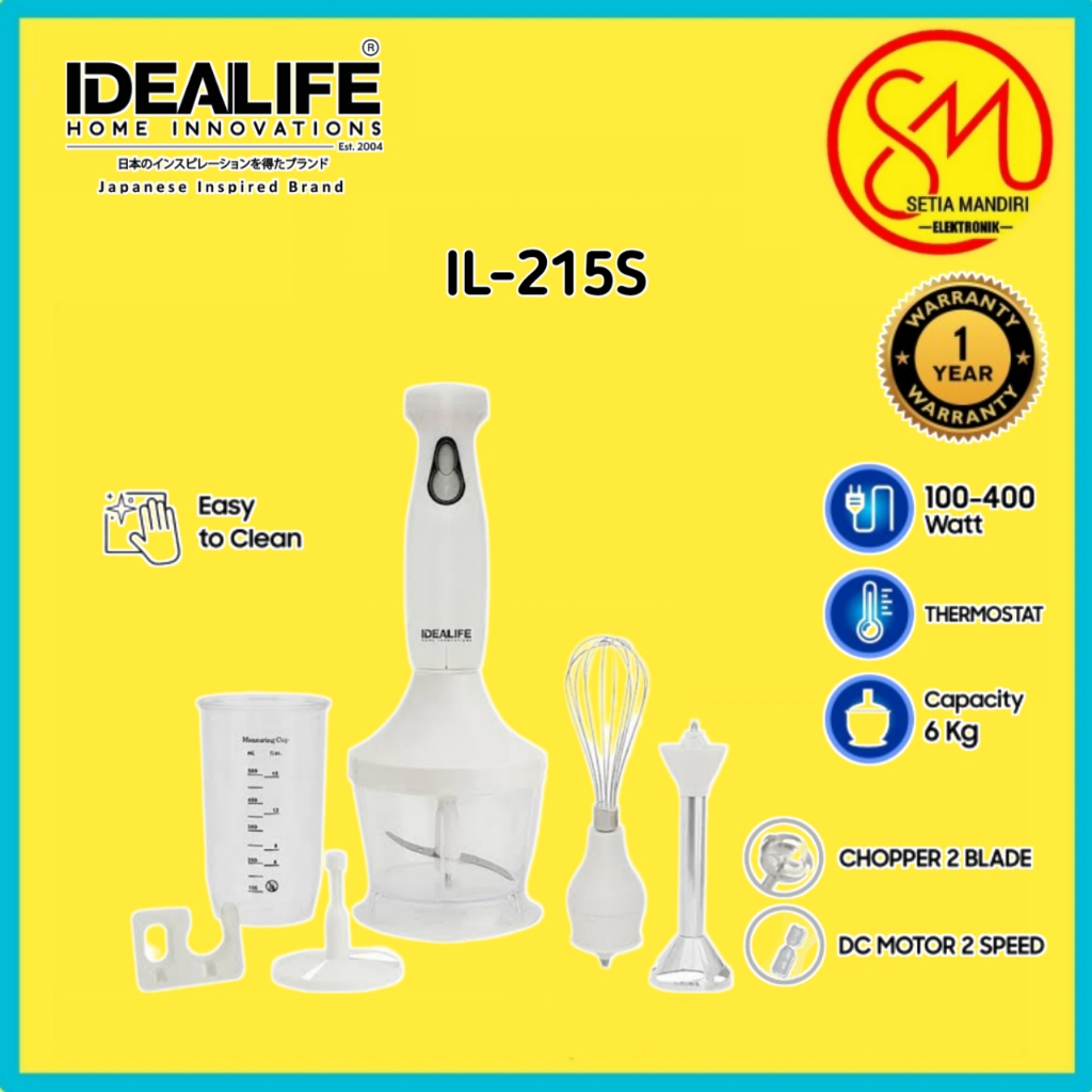 Hand Blender Idealife IL-215S - Blender Buah dan Sayur 2 Kecepatan