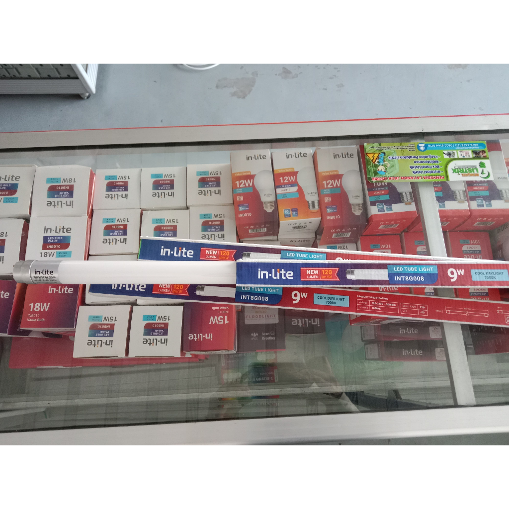 Lampu TL LED Inlite 9w 60cm InLite T8 Putih INT8G008