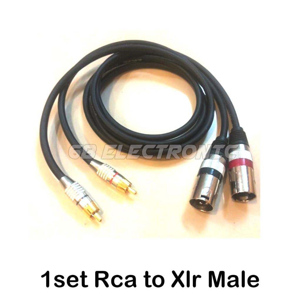 (1set) L/R Kabel Audio Rca to Xlr Male - Jek Audio Konektor
