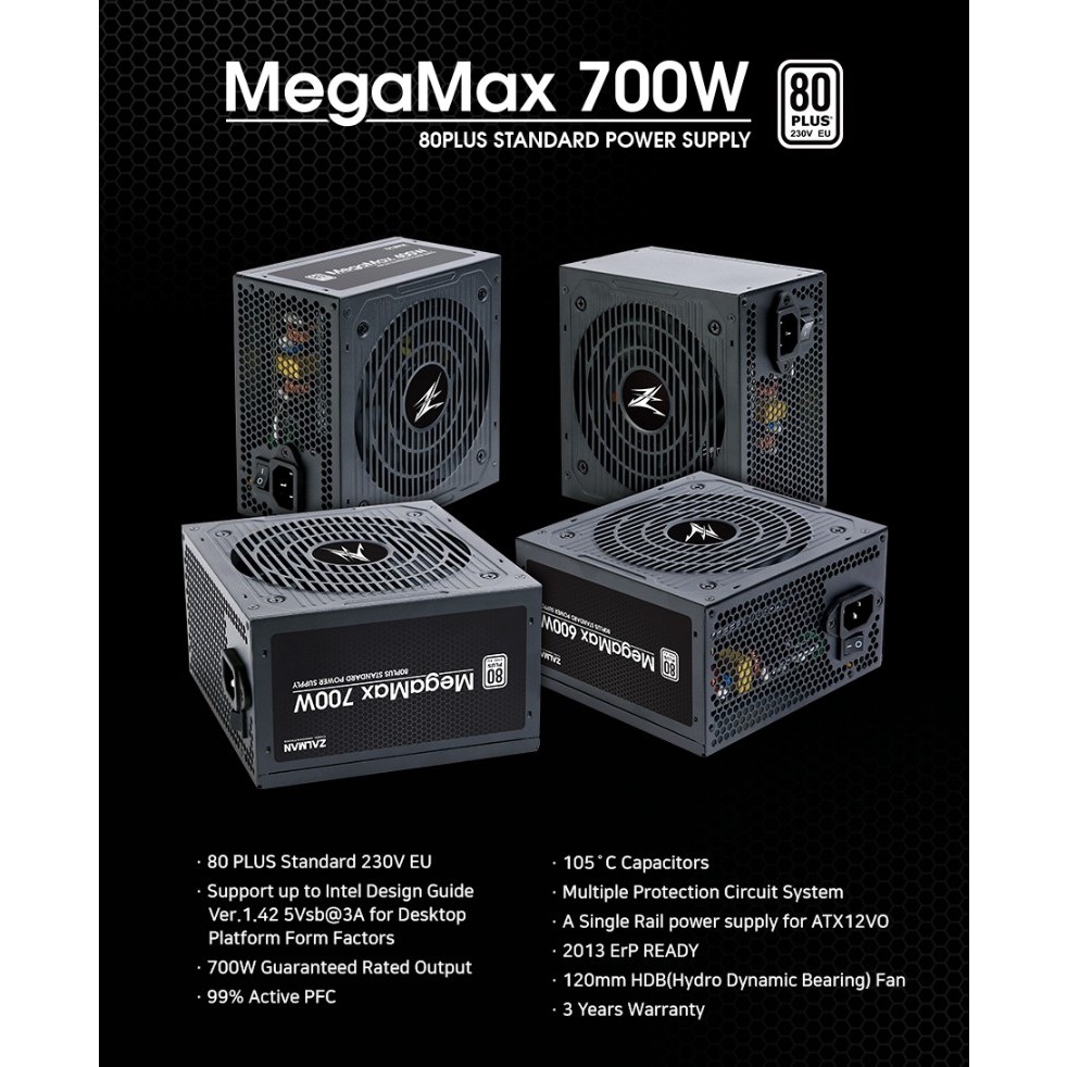 ZALMAN MegaMax ZM700-TXII | PSU 700 Watt 80+ Non Modular