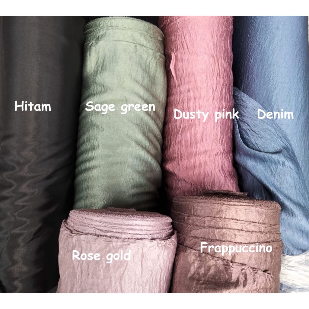 Kain Water Satin Bahan Crinkle Metallic Santorini Silk Meteran