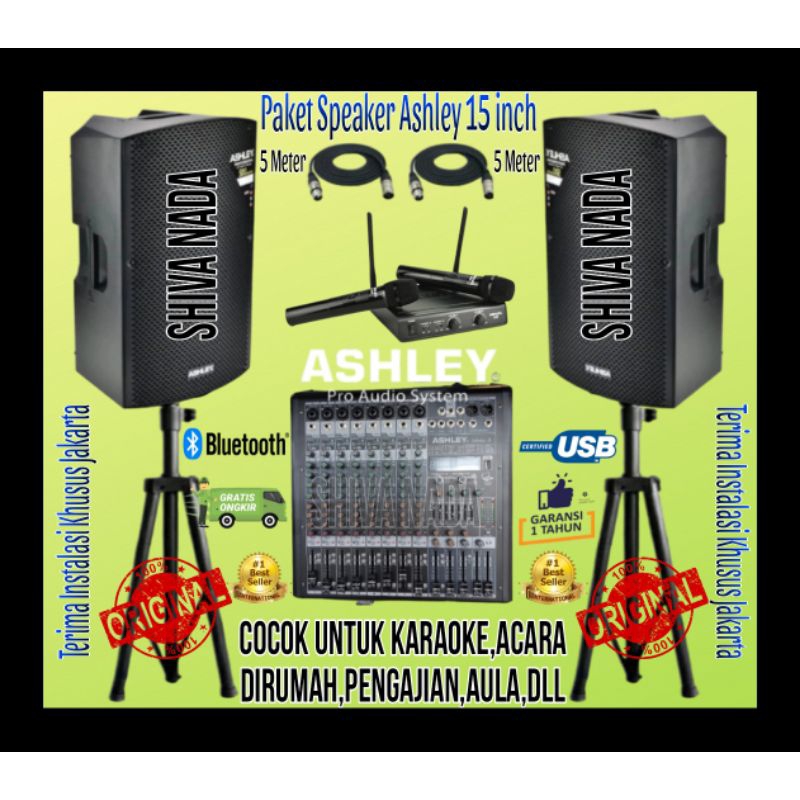 PAKET SOUND SYSTEM INDOOR/OUTDOOR FULL ASHLEY 15 INCH AKTIF ORIGINAL