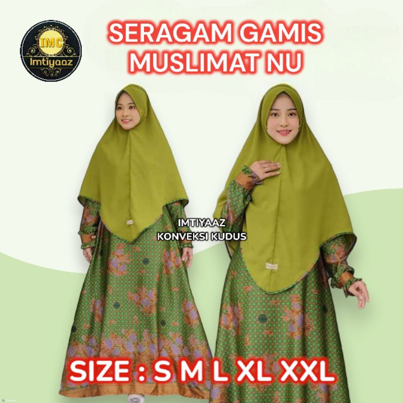 Baju Gamis Seragam Muslimat NU Batik Hijau Ibu Pengajian Muslimatan Wanita Terbaru