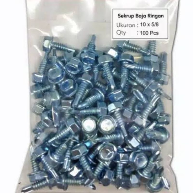 100 PCS SKRUP TASO BAUT ROOFING 10 X 16 / 10 X 19