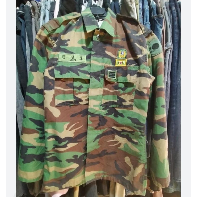 kemeja loreng army woodland korea