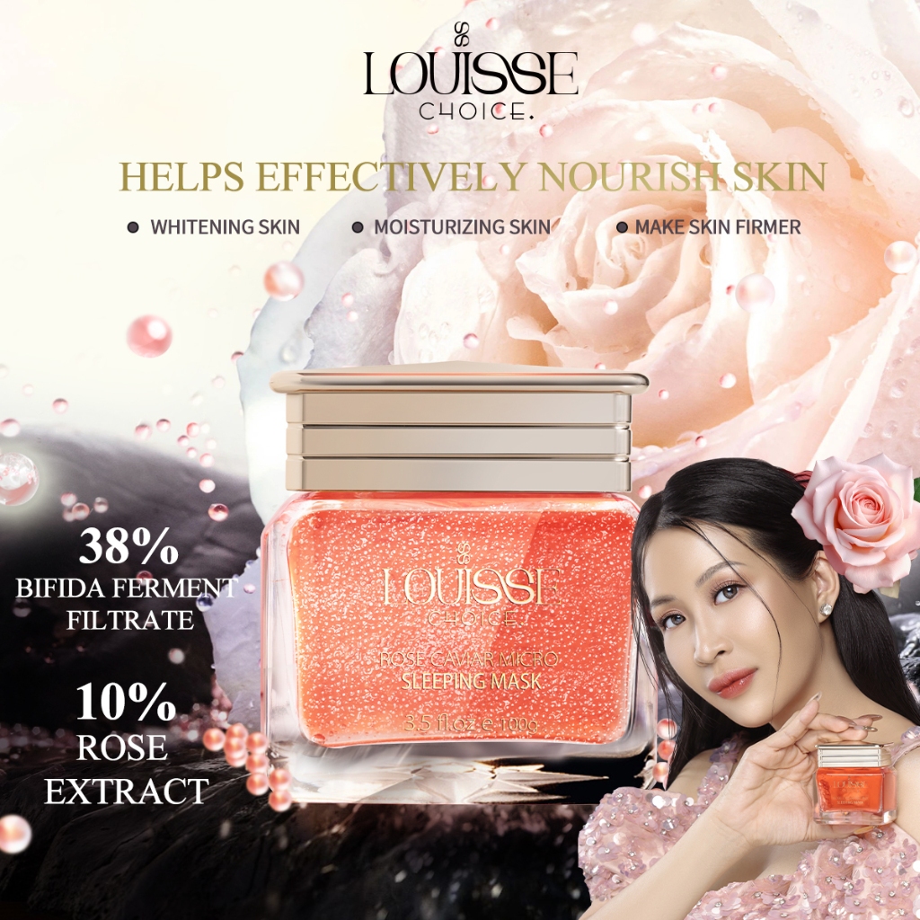 SLEEPING MASK LOUISSE CHOICE Rose Caviar Micro Sleeping Mask 100g Bifida Ferment Filtrate Moisturize