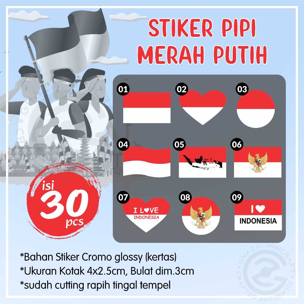 

STIKER Pipi Bendera / STIKER Merah Putih / STIKER LOVE INDO / STIKER 17 agustus / STIKER TIMNAS