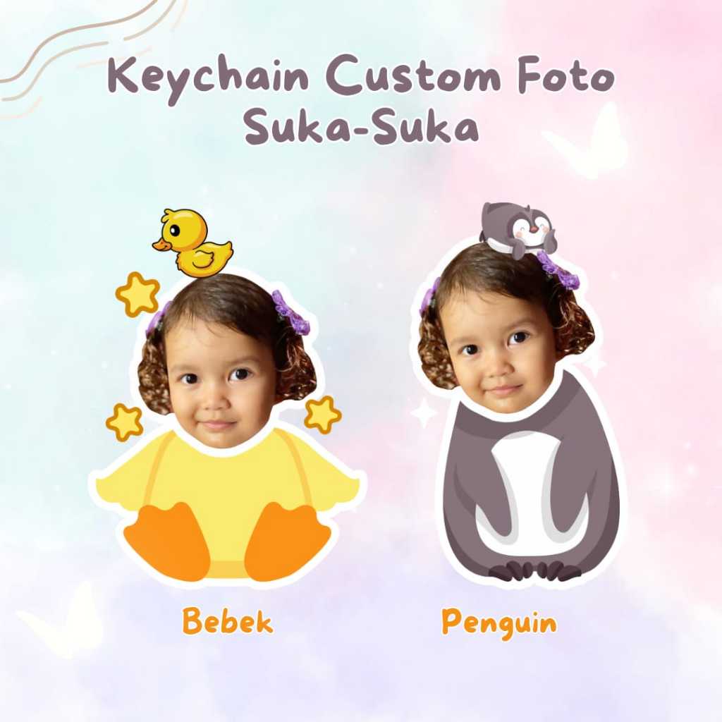 GANTUNGAN KUNCI CUSTOM SUKA-SUKA | BEBAS CUSTOM FOTO | DESAIN BEBEK & PENGUIN