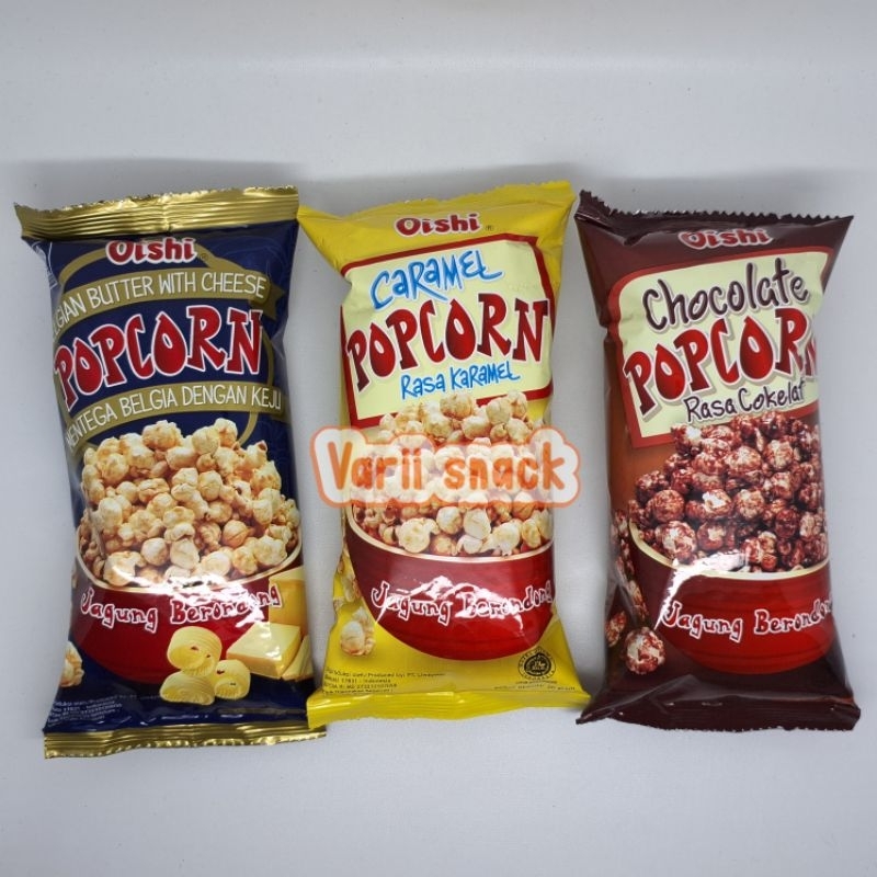 

Oishi PopCorn Snack Jagung Rasa Coklat / Caramel / Mentega 1 Renceng 10 pcs