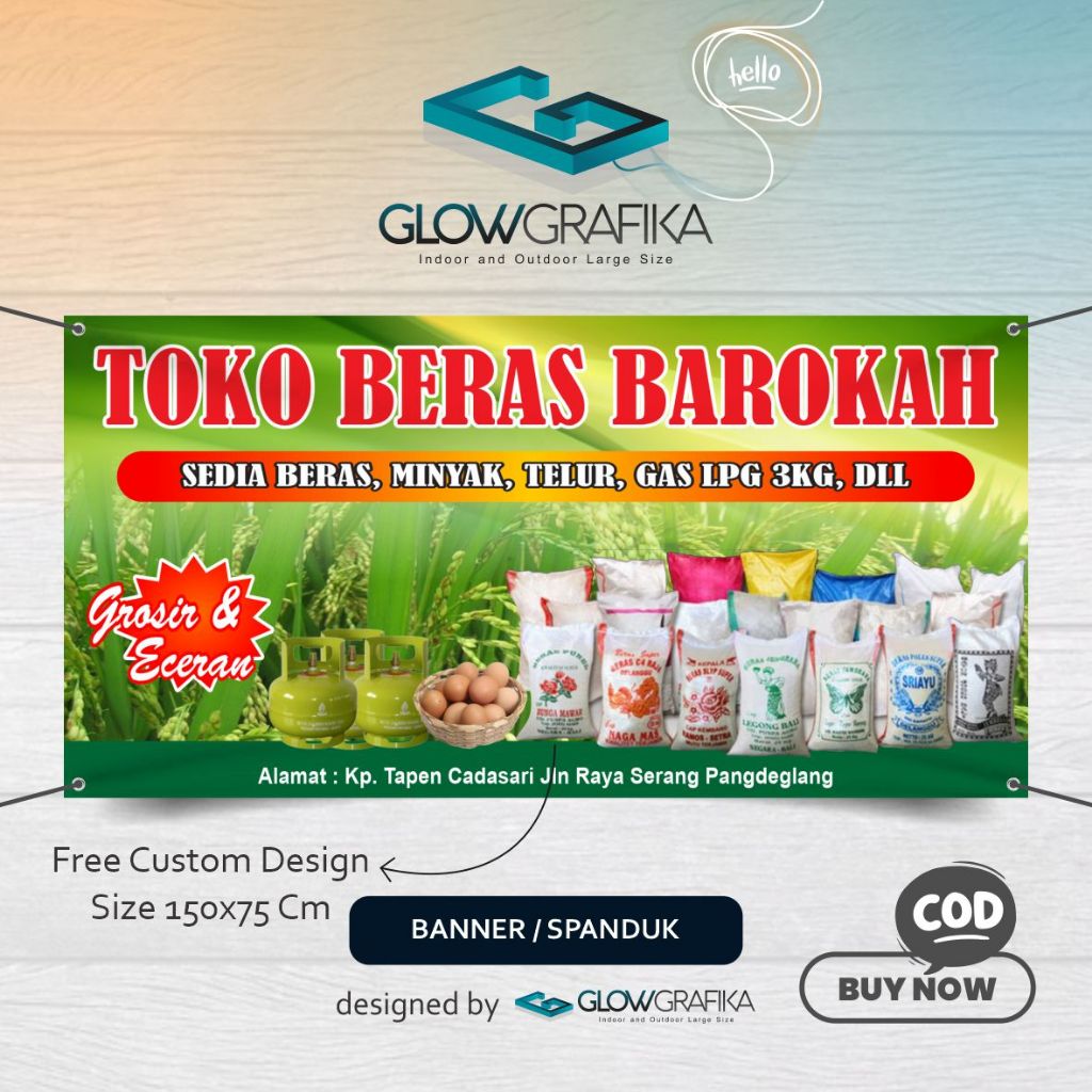 Cetak Spanduk Bannner Toko Beras Barokah