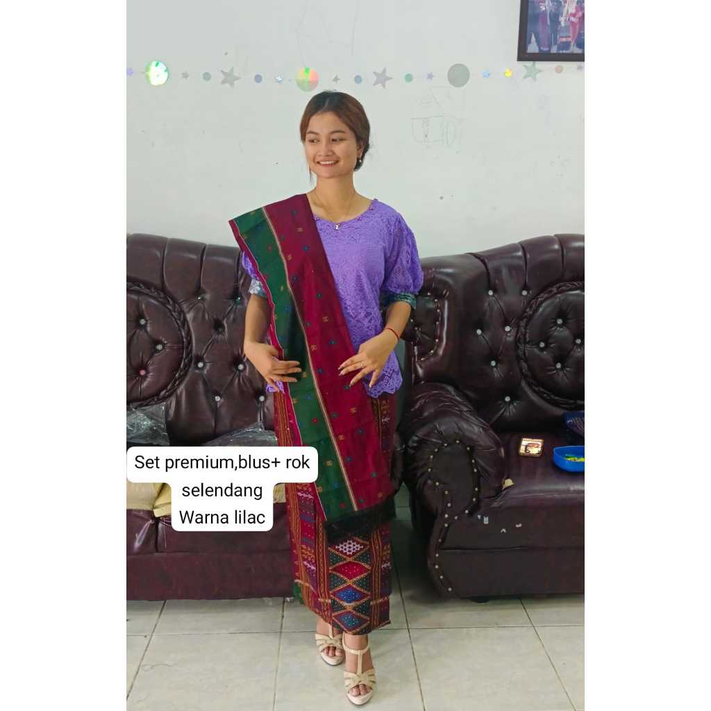 Blouse Brokat Rok dan Selendang