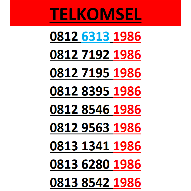 Nomor cantik telkomsel simpati 4g 5g seri tahun 1986 r150