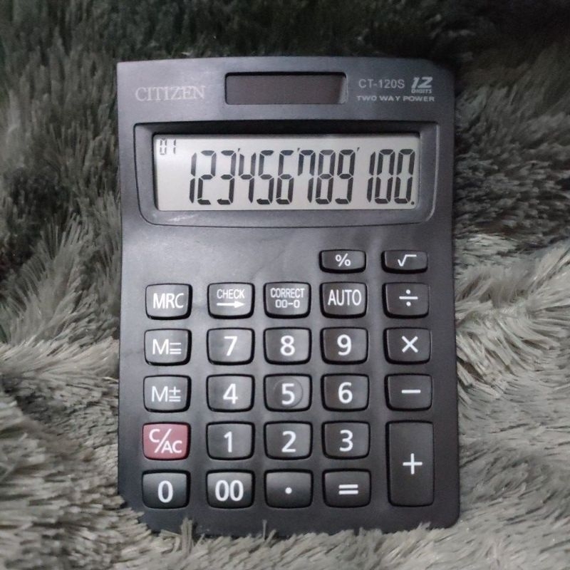 

kalkulator citizen 12 digit citizen CT -120s 2power/calculator check correct 12 digit warna hitam citizen CT -120s