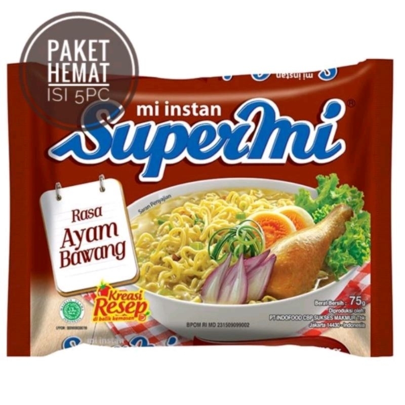 

SUPERMI KUAH RASA AYAM BAWANG 75gr PAKET isi 5pc