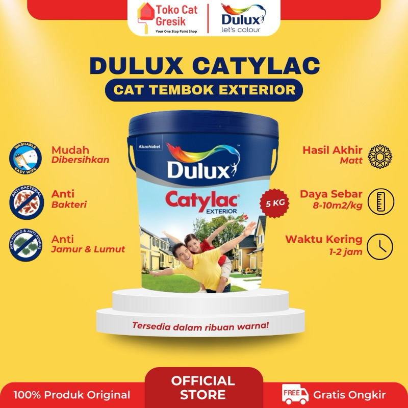 CAT TEMBOK EXTERIOR DULUX CATYLAC MIXING 5KG READY SEMUA WARNA DAN BISA REQUEST WARNA