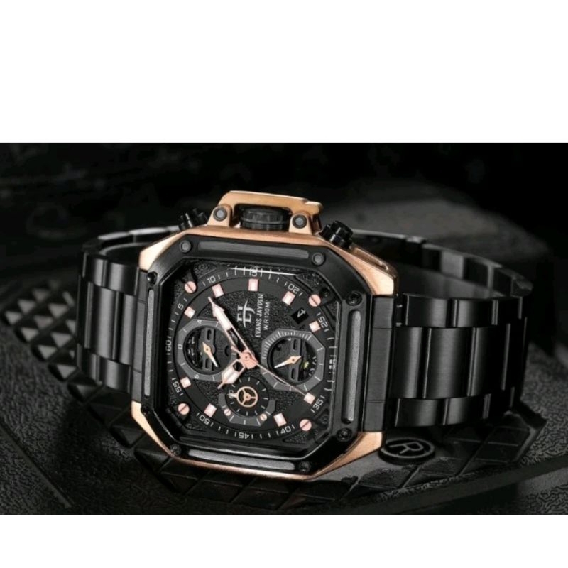 Jam Tangan Pria EVANS JAYDEN 9558 Original Sapphire Chronographrap Fullset Jam Terlaris