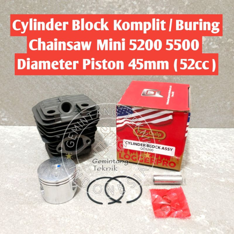 Cylinder Block Komplit Buring Chainsaw Senso Mini 5200 5500 (45mm) Merk PRO-QUIP ORIGINAL
