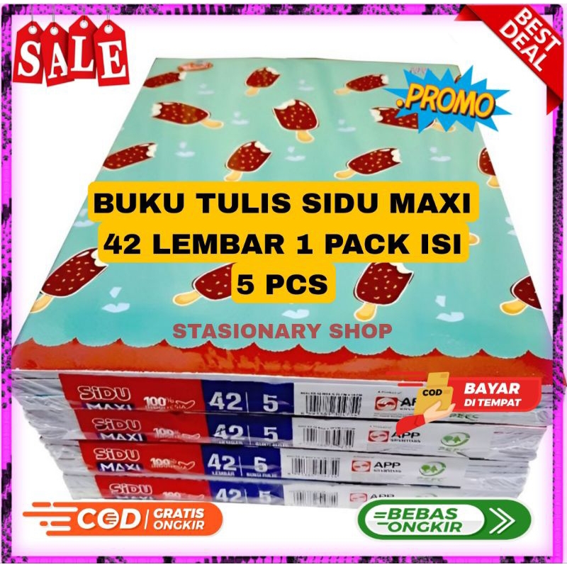 

Buku Tulis SIDU MAXI Ukuran Besar 5 Pcs 42 Lembar/Buku Tulis Sekolah/Buku Tulis