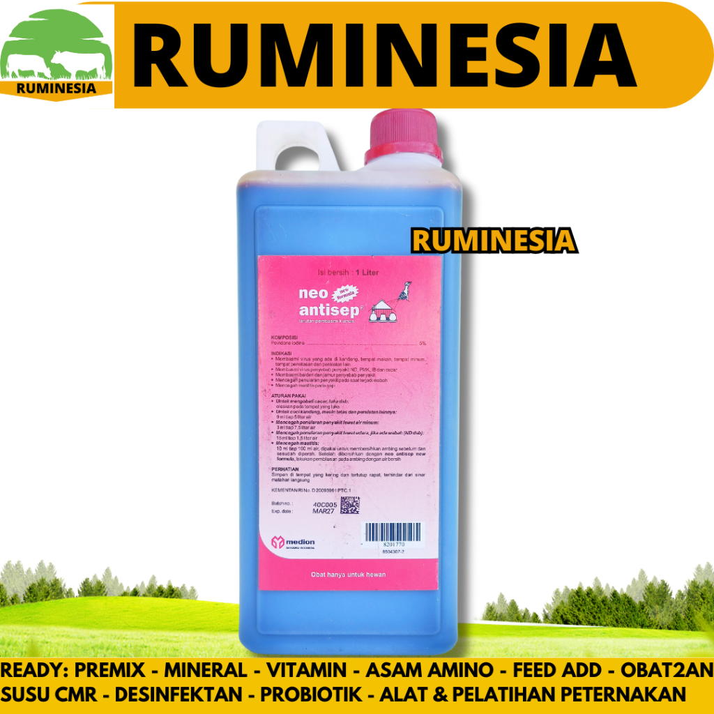 NEO ANTISEP NEW FORMULA 1 LITER MEDION - Desinfektan Disinfektan Iodine untuk Kandang dan Peralatan 