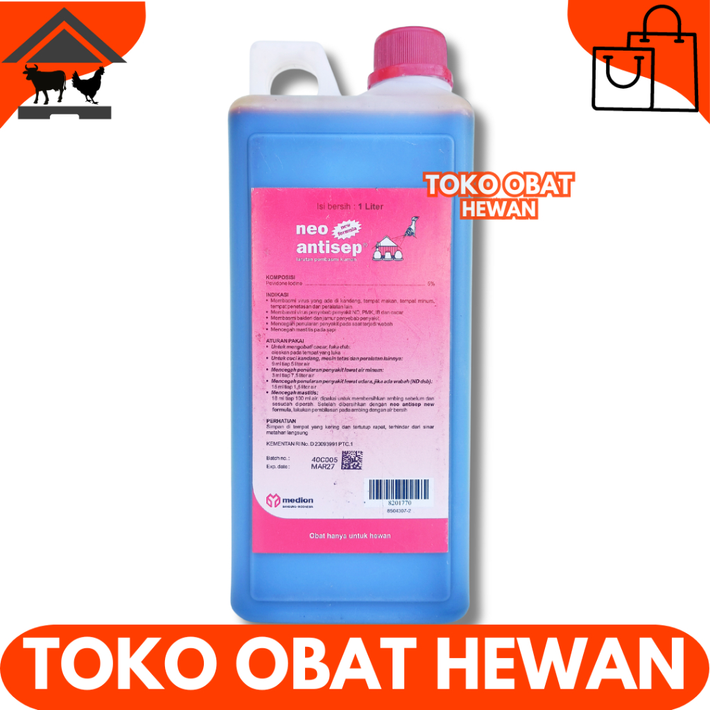 NEO ANTISEP NEW FORMULA 1 LITER MEDION - Desinfektan Disinfektan Iodine untuk Kandang dan Peralatan 