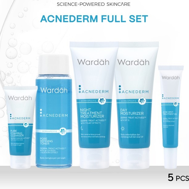 Wardah Acnederm Paket Lengkap 5 Produk - Skincare Kulit Jerawat