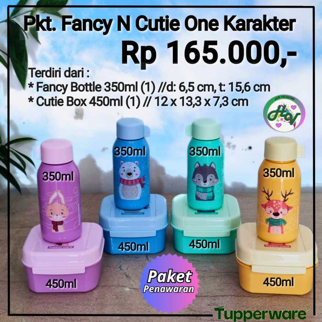 Tupperware fancy and cutie set kotak bekal dan botol minum