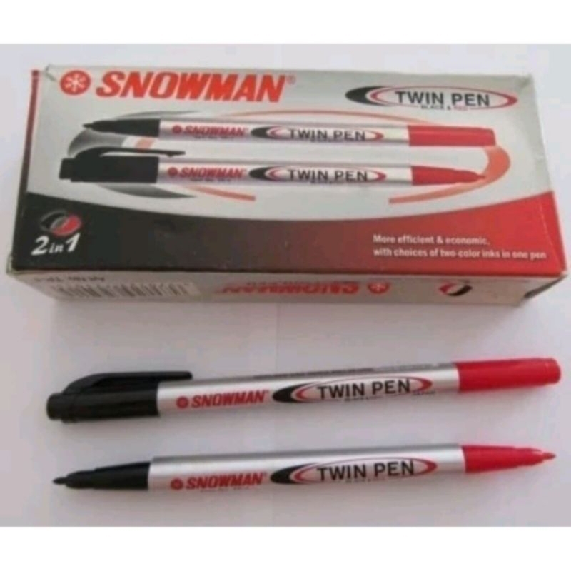

(1 Pcs) Spidol Twin pen Snowman Hitam Merah
