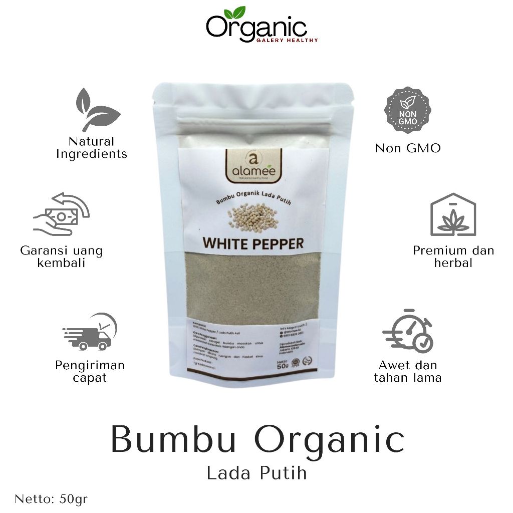 

BUMBU WHITE PEPPER POWDER LADA PUTIH BUBUK MARICA WHITEPEPPER HERBAL HEALTHY RIMPANG REMPAH