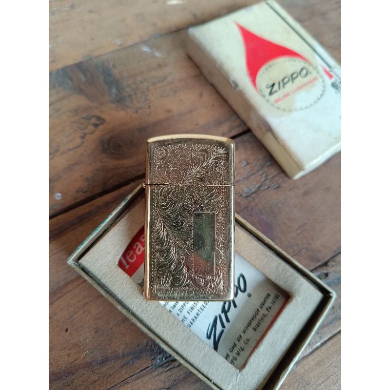 Zippo Slim Venetian Gold Plated 1977