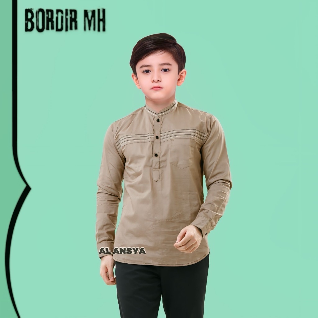 Baju Koko Anak Laki Laki Lengan Panjang Kemko MH Anak Laki Laki Umur 5-14 Tahun