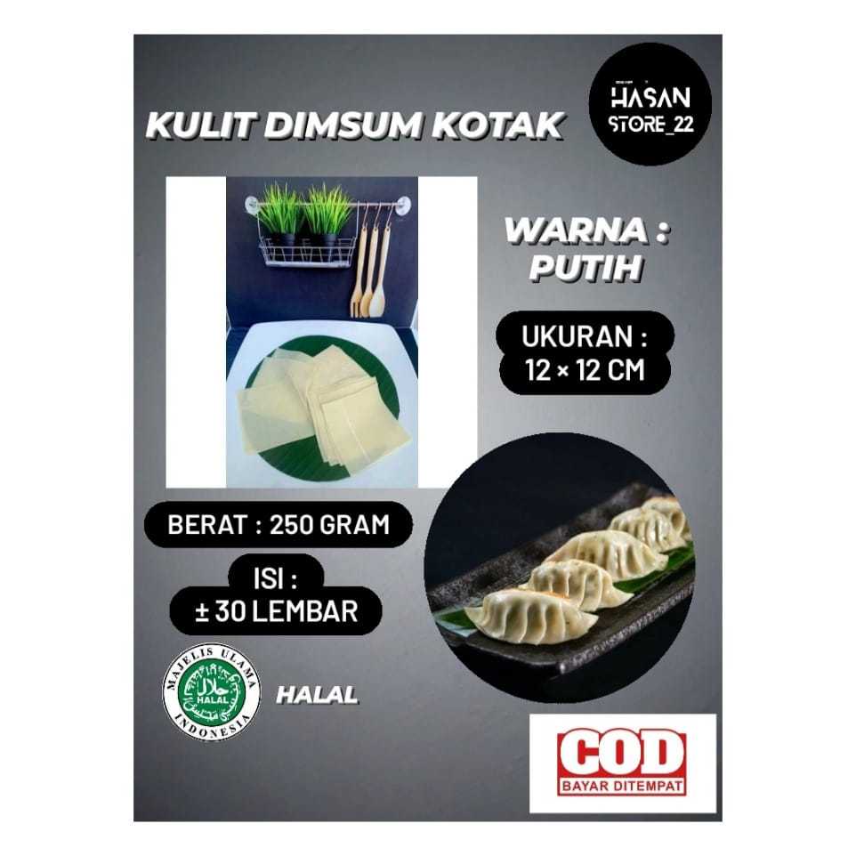 

Kulit Dimsum Siomay Gyoza Variant Putih Kotak 12cm x 12cm 250gram Isi Kurang Lebih 30 Lembar Tipis Halal Enak